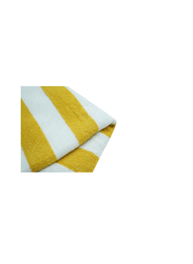 Ambrosia منشفة شاطئية كبيرة 90x180 سم من القطن الأصفر والأبيض المخطط لصيف سريع الجفاف وملاءة حمام تيري وغطاء شاطئي للنزهات والسفر والسبا - Image 2